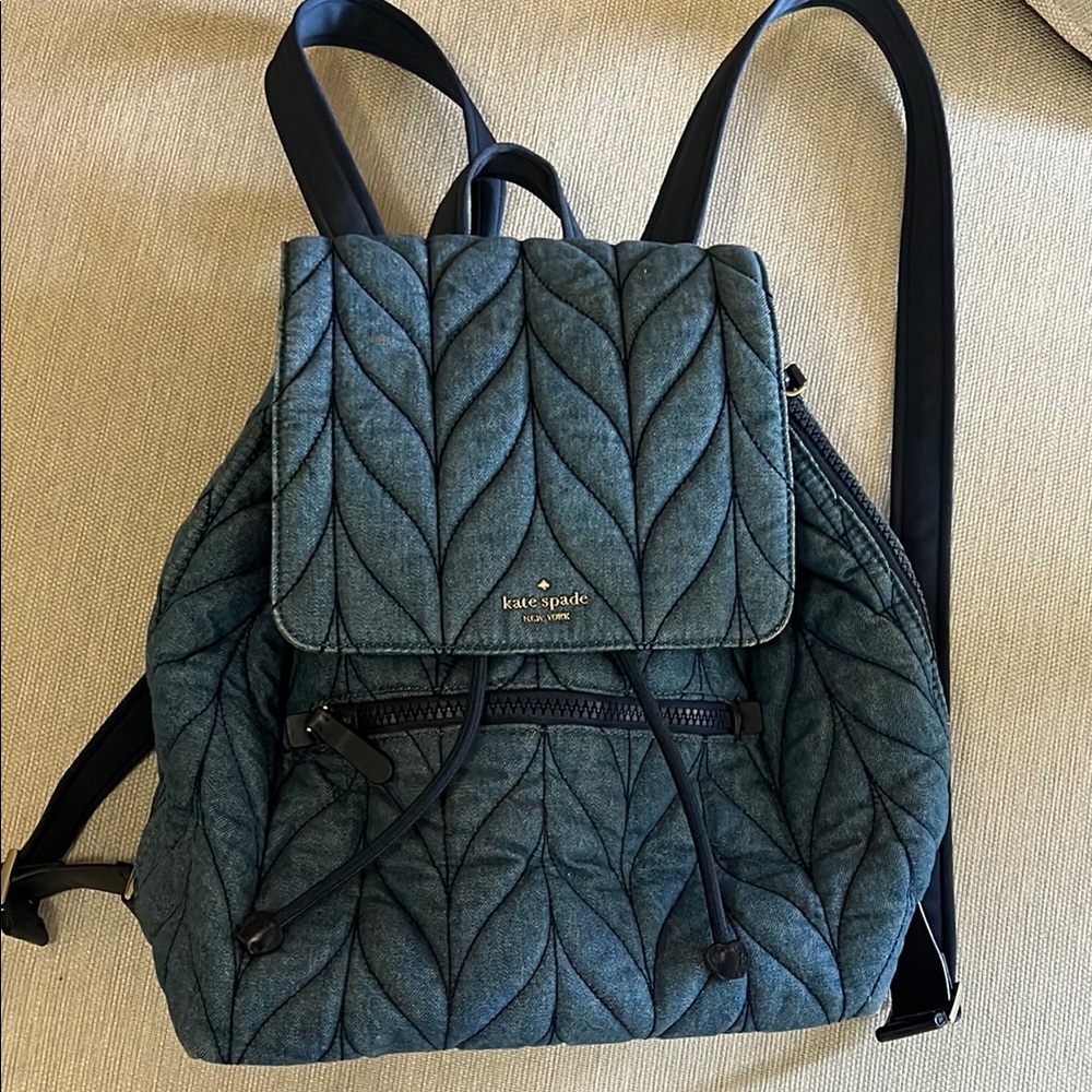 Kate Spade Blue Quilted Backpack